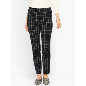 Talbots Black Windowpane Ponte Knit Slim Ankle Pants Casual Stretch 2